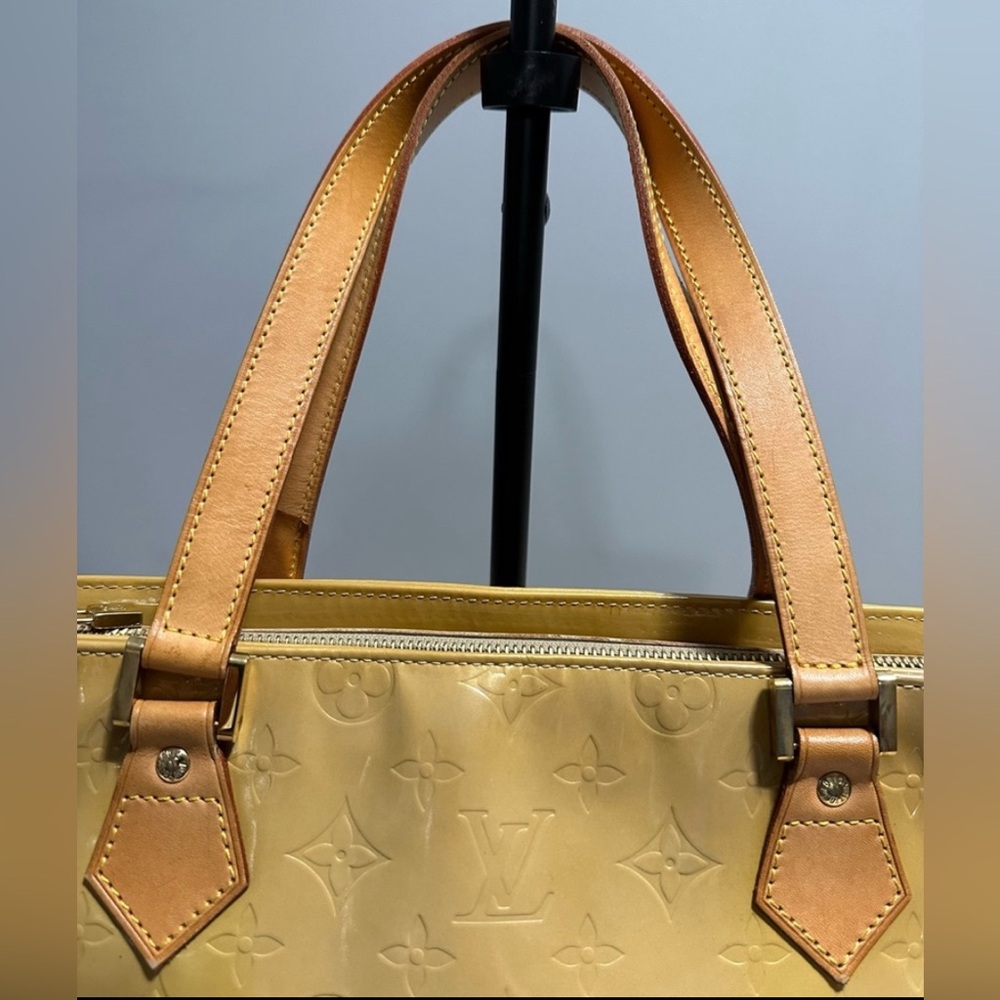 Louis Vuitton Yellow Monogram Vernis Tote with Tan Handles - Picture 8 of 13